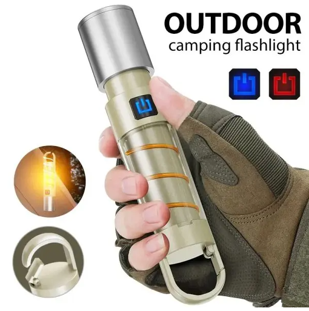 LED Strong Light Flashlight Torch Outdoor Multi Function Emergency Rescue Camping Light USB Chargeable Waterproof Night Lamp
